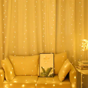 Lampu tirai untaian LED peri gantung 3D, lampu untuk Natal, kamar tidur, pesta, dekorasi harian