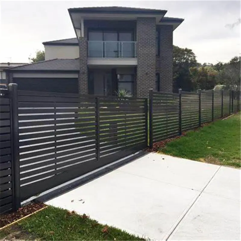 Modular Fence Horizontal Privacy Panel Slatted Powder Coated Aluminum Garden Fence Set