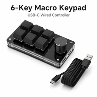 Teclado USB con Cable SIKAI, Controlador de 6 Teclas y 1 Perilla Grande, Retroiluminación RGB, Panel de Teclas Personalizables para Volumen, Streaming, Edición y Oficina
