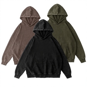 Streetwear de marque OEM, délavé à l'acide, coupe oversize, style vintage, pour homme, en molleton épais doublé 100% coton 350 GSM, personnalisable - Product Image 2