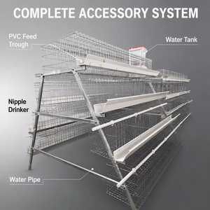 Jaula para gallinas ponedoras de 3/4 niveles, galvanizada en caliente, de acero, para granjas avícolas, sistema de cría multinivel - Product Image 3