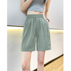 Bermuda Shorts Women High Waist Thin Breathable Loose Fit Casual Summer Five Point Pants Plus Size Export Style - Product Image 1