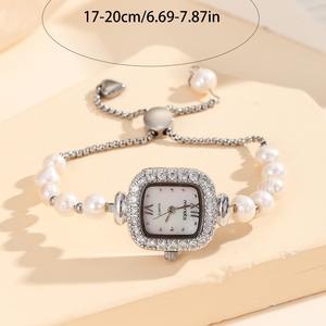 2025 New Women's <b>Watch</b>: Stylish Diamond-<b>Set</b> Square Wristwatch with Zircon-Decorated Long Bracelet Quartz <b>Watch</b> - Product Image 4