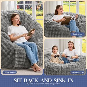 Indoor Supportive Large Rabbit Fur Oversized <strong>Jumbo</strong> Xl <strong>Bean</strong> <strong>Bag</strong> Soft Lazy Sofa Chair Fuzzy Xxl Pattern Custom Beanbag for Adult - Product Image 4