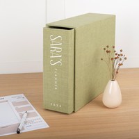 Funda de lino de piel de imitación vegana de PU de lujo personalizada Padfolio Portfolio Photo Card Box Case 2 3 4 Carpeta de anillas con estuche