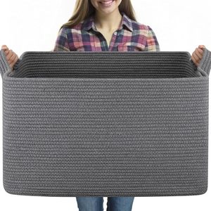 OIAHOMY XXLarge Rectangle Blanket <strong>Basket</strong>-96L, Cotton Woven <strong>Basket</strong> for Storage, Dirty Clothes <strong>Basket</strong> for Living Room - Product Image 1