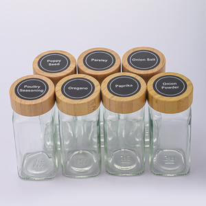 Pot de rangement carré miniature personnalisé pour cuisine, 4 oz, récipient à épices, pot à poivre et piment en verre avec couvercle doseur - Product Image 6