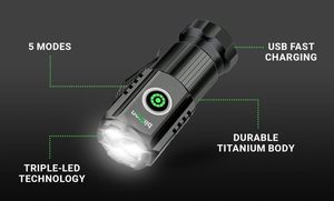 Đèn pin <span class=keywords><strong>Led</strong></span> sáng nhất thế giới với độ sáng siêu sáng 2000 lumen ngoài trời đa chế độ (2 inch) - Product Image 6