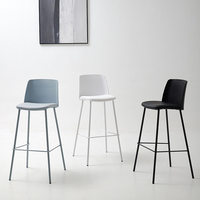 Chaise de bar moderne et simple de style italien, en plastique, légère et luxueuse, avec dossier et sans accoudoirs, pour adultes, à usage domestique