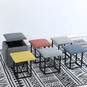 Modern Rubik Cube Multi-functional Metal Removable Chair Household Combination Creative Variable Storage Stool