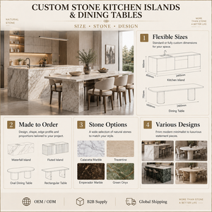 Mesa de Comedor Ovalada Personalizada de Mármol Blanco Calacatta, Muebles de Piedra de Lujo para Hogares y Hoteles, Diseño de Mármol Elegante Premium - Product Image 5