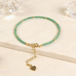 New Dream Women's Tiny Unikate Dainty Natural Stone <b>Crystal</b> Rhinestone Bead <b>Bracelet</b> Green Skinny Fashion Trendy Adjustable Size - Product Image 2