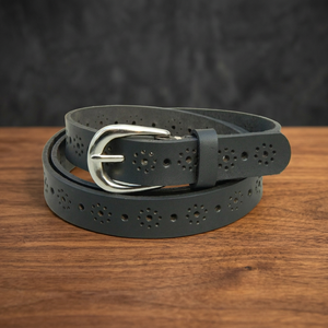 Handcrafted Men's Black Genuine Cow Hide Casual Belt Eco-Friendly 3.8CM Width Latest Vintage Design Custom Length Square Steel - Product Image 1