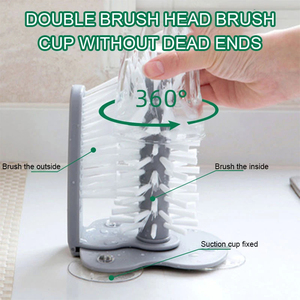 Brosse de nettoyage 2-en-1 rotative pour tasses et verres, à fixation murale par ventouse, pour cuisine et vaisselle, vente en gros - Product Image 6