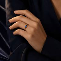 Anillo de Moda al por Mayor ChuYao, Zafiro Azul, Chapado en Oro, Aleación con Micro Pavé, Anillo de Diseño para Mujer, Joyería Personalizada