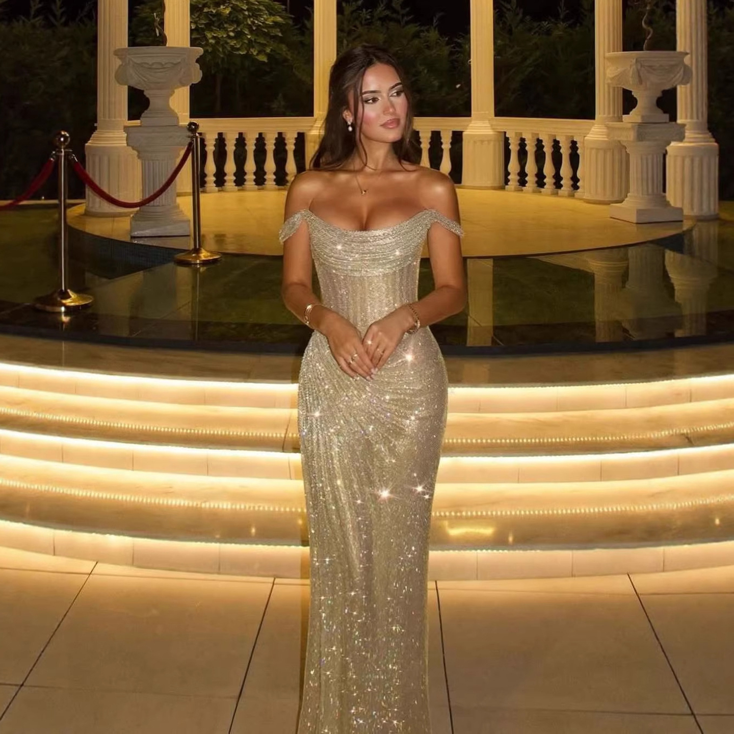 sachin and babi light blue dress Evening Dress with High Slit – M.R DESIGN main image 1