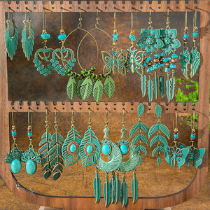 Bohemian <b>Drop</b> Earrings Alloy Antique <b>Bronze</b> Plated Plant Pattern Women's Party Fashion Dangle Earrings Set - Product Image 2