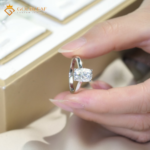 Anillo de Lujo Personalizado Goldleaf para Boda, Plata S925, Chapado en Plata, Certificación GRA, Corte Cojín, 1ct 2ct 3ct D VVS - Product Image 5