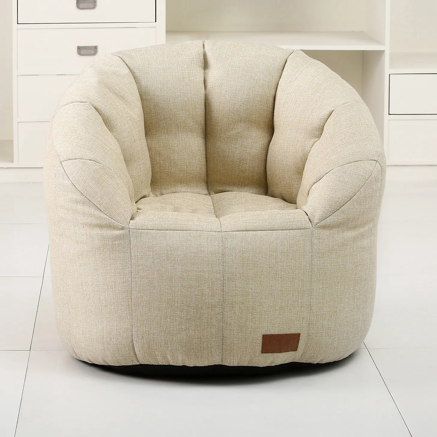 Indoor Rice White Linen Back Support Pumpkin Armchair Cover Bean Bag recliners