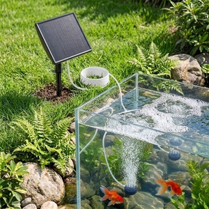 Pompe à air solaire rechargeable à faible bruit et grand volume d'air, oxygénateur pour la pêche en extérieur, l'aération des petits bassins de jardin - Product Image 2