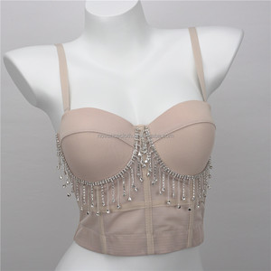 NOVANCE Top De Mujer بلورات طبيعية عارية اللون ملابس رقص غريبة أعلى محصول مخصص لفصل الصيف تبريد خارجي - Product Image 1