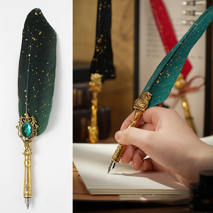 Présent cadeau papeterie classique Vintage Arts artisanat Design écriture <span class=keywords><strong>dessin</strong></span> calligraphie plume doré hibou plume dip stylo ensemble kit - Product Image 4