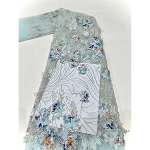 Dentelle Rhinestone de luxe verte perlée à la main Couture dentelle HighClass pour les mariages, robe de réception de bal - Product Image 3