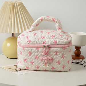 I-0497 Women's Toiletry Pouch <b>Bag</b> for <b>Travel</b> Large Capacity Professional <b>Makeup</b> <b>Bag</b> Portable Double Zipper <b>Bags</b> - Product Image 3