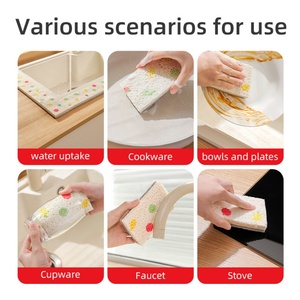Éponge de nettoyage longue et absorbante en coton de pâte de bois pour évier de cuisine, comptoir et lavabo – Outil absorbant l'eau - Product Image 5