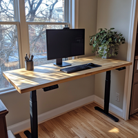 Bureau debout en bois massif avec 2 moteurs réglable en hauteur pour meubles de bureau à domicile finition UV couleur naturelle