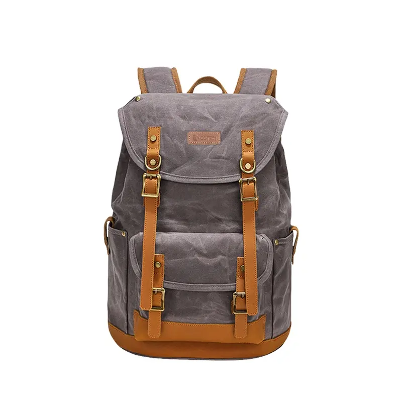 COTECi Unisex Vintage Oil Wax Canvas Computer Backpack Military Style Softback Outdoor Mountaineering Tooling Waterproof Series