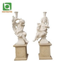 Statue d'ange miniature sculptée à la main en marbre grandeur nature pour la décoration extérieure de jardin ou d'église