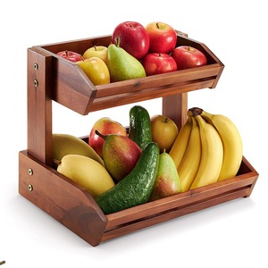 Teak Triple Layer Fruit And <b>Vegetable</b> Storage Rack For Kitchen Counter Organization - Product Image 5
