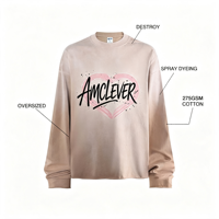 Sweat-shirt surdimensionné AMLClever en coton 100% pour hommes et femmes, impression de logo personnalisée (DTG/DTF) |   Vente en gros
