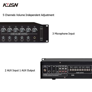 Amplificador de Potencia de 6 Zonas y 5 Canales, 500W, 100V, Voltaje Constante, Mezclador Amplificador Profesional para Sistema de Sonido PA con Bluetooth - Product Image 4