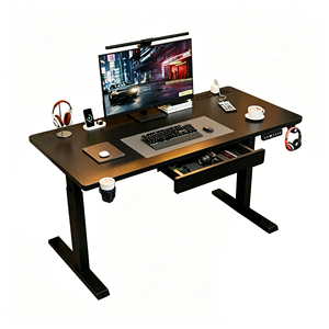 Bureau <span class=keywords><strong>de</strong></span> télétravail électrique avec USB, <span class=keywords><strong>réglable</strong></span> en hauteur, assis-debout, vente en gros d'usine, prix bas, pieds en bois massif et métal - Product Image 3