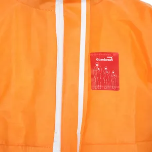 EN 13034 perlindungan mempelai wanita, setelan pelindung seluruh tubuh bahan oranye, setelan PPE tipe 5B dengan manset elastis