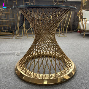 LEDA 2025 New Arrivals Wedding Events Party Modern Unique Fancy <b>Round</b> Cake <b>Table</b> Gold Stainless Steel <b>Table</b> - Product Image 1