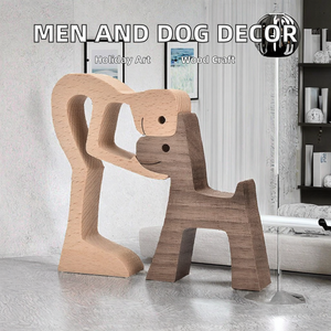 Cadeau d'anniversaire moderne, figurine de chien en bois, décoration d'intérieur, accents créatifs, décoration simple - Product Image 2