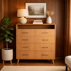 RIVEO RANGE Collection Wood Bedroom Living Room Furniture Durable Dresser Eco-Friendly Highest Quality Tallboy Cabinet 4 Drawers - Product Image 5