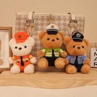 Porte-clés en peluche personnalisé brodé pour agent de police, en matière ultra douce, jouet anti-stress, design uniforme de police