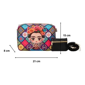 Borsa a Spalla da Donna Fana 21 Cm con Chiusura a Cerniera in Vera Pelle con Stampa Cartoon per Uso Quotidiano in Tutte le Stagioni - Product Image 1