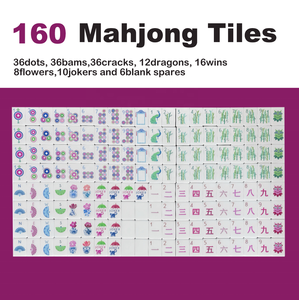 Juego de Mahjong Acrílico Morado de Lujo Moderno de 4 Capas con 160 Fichas, Portátil, Duradero y Resistente al Agua para Fiestas, <span class=keywords><strong>Casino</strong></span> y Camping - Product Image 2