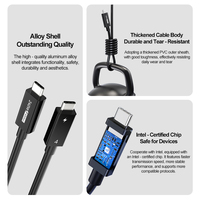 Cable de datos de alta velocidad Thunderbolt 4 tipo C PD 100W, 8K, 240W, carga rápida, 40G, macho a macho, cable USB, amplificador de micrófono