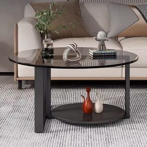 Mesa de centro de vidrio templado de estilo internacional, mesa auxiliar moderna para sofá de sala de estar, mesa redonda creativa de lujo ligero, informal y - Product Image 3