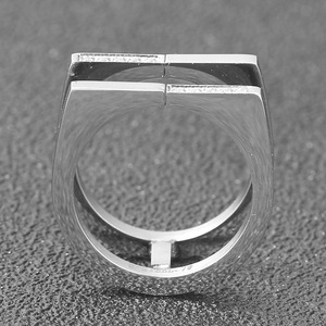 Geometric Asymmetrical Diamond Zircon <b>Open</b> <b>Ring</b> Stainless Steel Unisex Fashion Jewelry Gift 10MM Channel Setting - Product Image 3