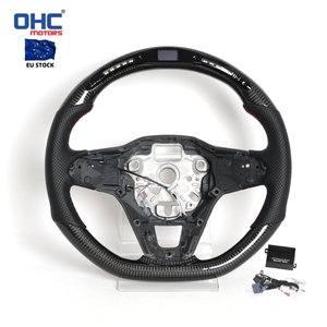 Volant en fibre de carbone véritable avec LED pour VW <span class=keywords><strong>Golf</strong></span> <span class=keywords><strong>8</strong></span> <span class=keywords><strong>R</strong></span>-<span class=keywords><strong>Line</strong></span> MK8 GTI avec trous pour palettes de changement de vitesse 2020-2024 - Entrepôt UE - Product Image 1