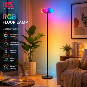 Lámpara de Pie <span class=keywords><strong>LED</strong></span> Moderna <span class=keywords><strong>RGB</strong></span> con Control Inteligente por Aplicación, Sincronización Musical, Regulable, BT/APP <span class=keywords><strong>RGB</strong></span>+CCT con Efecto de Ondas de Agua para Sala de Estar Interior - Product Image 5