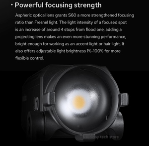 <span class=keywords><strong>Godox</strong></span> S60 S60BI <span class=keywords><strong>60W</strong></span> focalisation LED photographie projecteur à lumière réglable continue avec porte de grange pour la photographie professionnelle - Product Image 3
