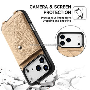 Étui de téléphone en cuir véritable de production exquise à la main étui de téléphone en cuir personnalisé étui de téléphone à bandoulière en cuir pour Iphone 17 <span class=keywords><strong>Pro</strong></span> - Product Image 2